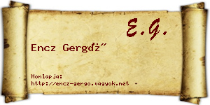 Encz Gergő névjegykártya