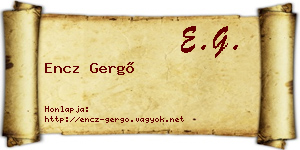 Encz Gergő névjegykártya